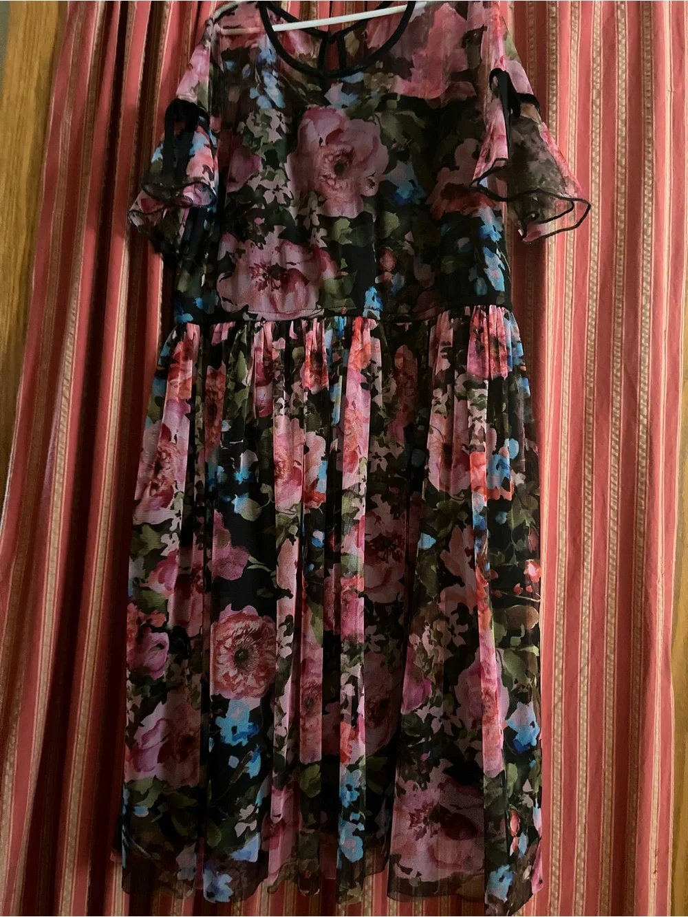 Justice Floral Flutter Dress in Pink, Blue and Black